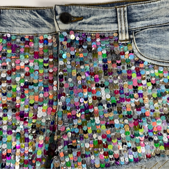 Joe's Jeans Sequin Beaded Denim Cutoff Shorts Size 27 Rare Excellent Mint - Picture 3 of 7